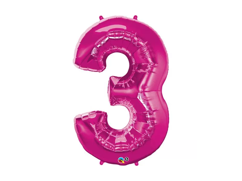 Palloncino in Mylar - Numero 3 - Rosa