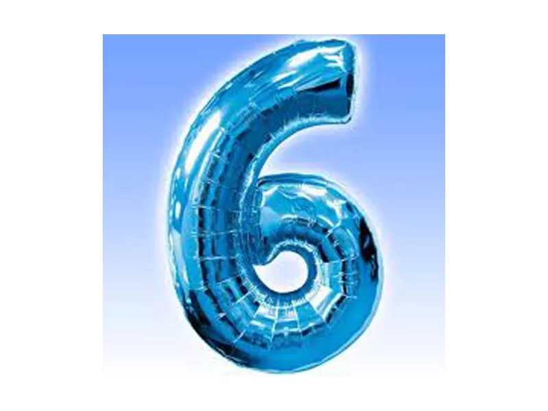 Palloncino in Mylar - Numero 6 - Azzurro Palloncino in Mylar - Numero 6 - Azzurro