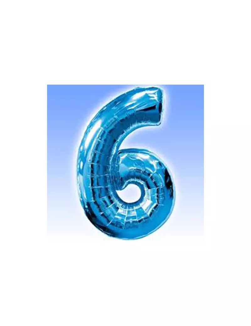 Palloncino in Mylar - Numero 6 - Azzurro Palloncino in Mylar - Numero 6 - Azzurro