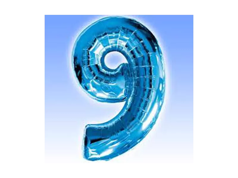 Palloncino in Mylar - Numero 9 - Azzurro