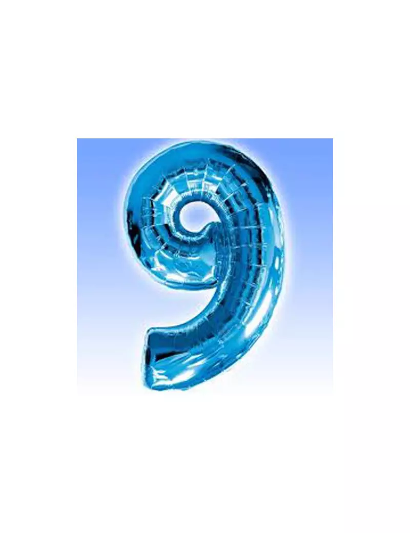 Palloncino in Mylar - Numero 9 - Azzurro