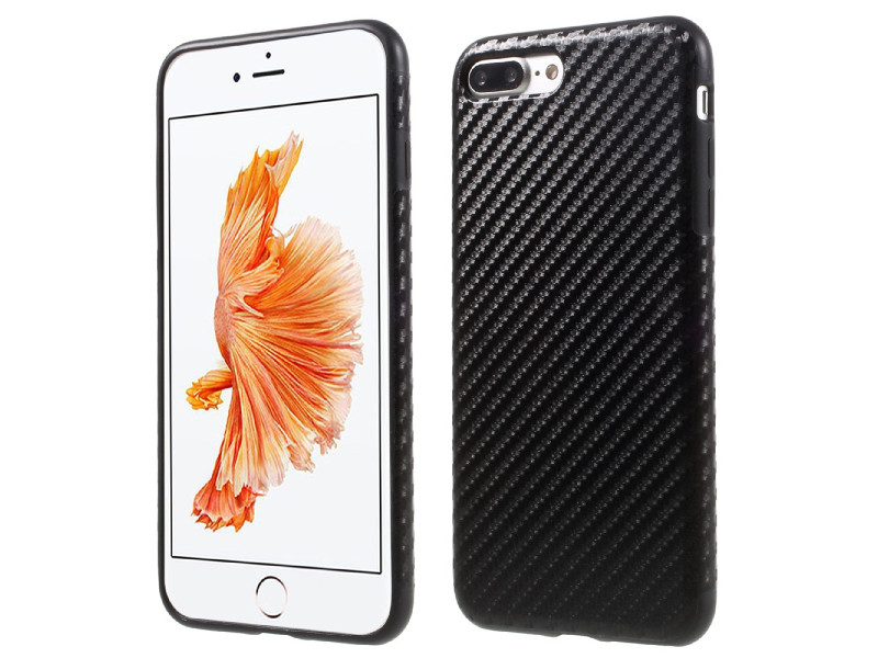 Cover in Silicone Morbido Carbon Look per iPhone 7 Plus 5,5" (Nero)