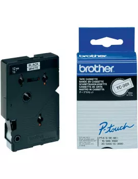 Nastro Originale Brother TC-201 (Nero/Bianco Laminato)