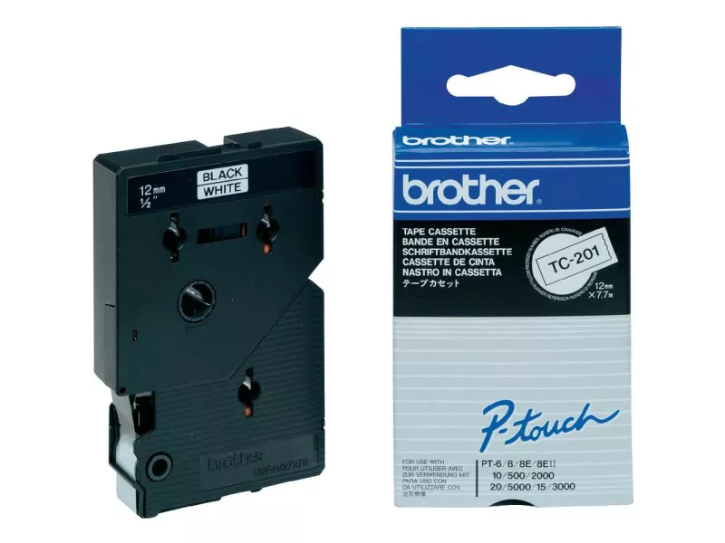 Nastro Originale Brother TC-201 (Nero/Bianco Laminato) Nastro Originale Brother TC-201 (Nero/Bianco Laminato)