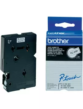 Nastro Originale Brother TC-291 (Nero/Bianco Laminato)