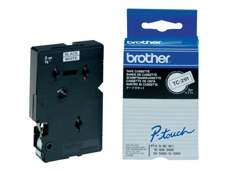 Nastro Originale Brother TC-291 (Nero/Bianco Laminato) Nastro Originale Brother TC-291 (Nero/Bianco Laminato)