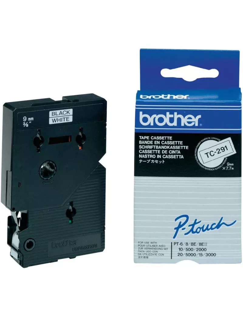 Nastro Originale Brother TC-291 (Nero/Bianco Laminato) Nastro Originale Brother TC-291 (Nero/Bianco Laminato)