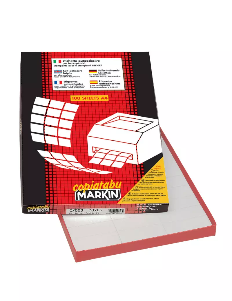 Etichette Multiuso Markin - A4 - 105x72 mm - Bianco (Conf. 100) Etichette Multiuso Markin - A4 - 105x72 mm - Bianco (Conf. 100)