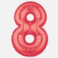 Palloncino in Mylar - 100 cm - Numero 8 - Rosso