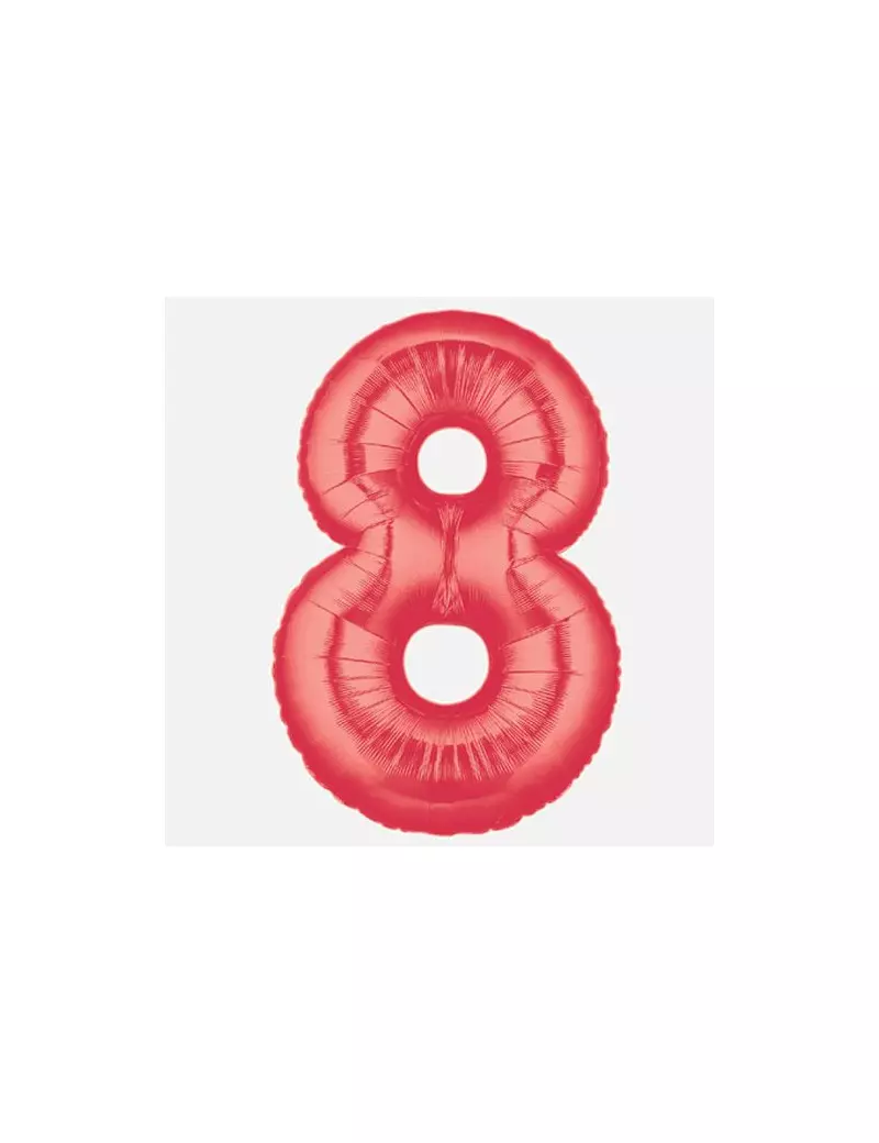 Palloncino in Mylar - 100 cm - Numero 8 - Rosso