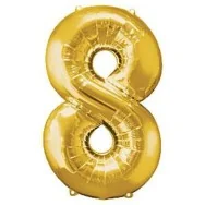 Palloncino in Mylar - 100 cm - Numero 8 - Oro