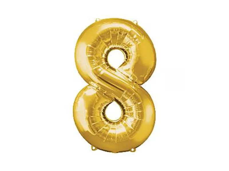 Palloncino in Mylar - 100 cm - Numero 8 - Oro