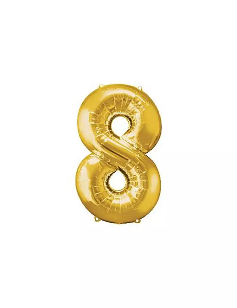 Palloncino in Mylar - 100 cm - Numero 8 - Oro Palloncino in Mylar - 100 cm - Numero 8 - Oro