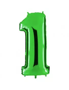 Palloncino in Mylar - 100 cm - Numero 1 - Verde