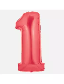 Palloncino in Mylar - 100 cm - Numero 1 - Rosso