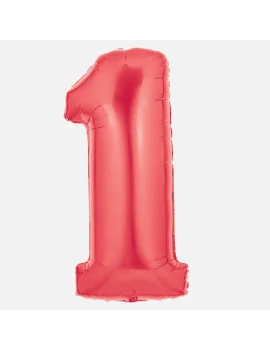 Palloncino in Mylar - 100 cm - Numero 1 - Rosso