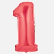 Palloncino in Mylar - 100 cm - Numero 1 - Rosso