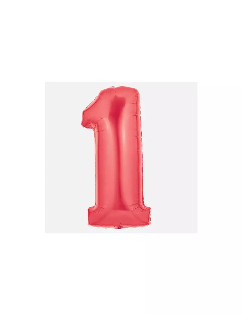 Palloncino in Mylar - 100 cm - Numero 1 - Rosso