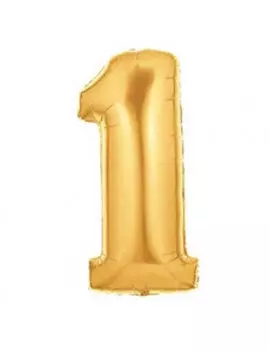 Palloncino in Mylar - 100 cm - Numero 1 - Oro