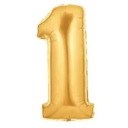 Palloncino in Mylar - 100 cm - Numero 1 - Oro