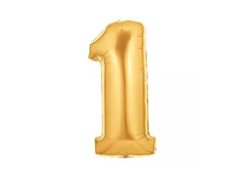 Palloncino in Mylar - 100 cm - Numero 1 - Oro