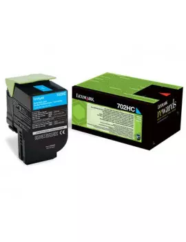 Toner Originale Lexmark 702HC 70C2HC0 (Ciano 3000 pagine)