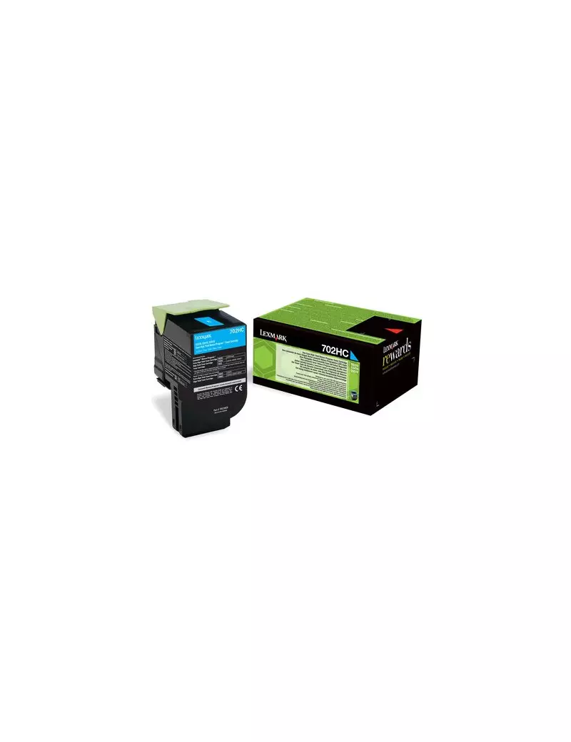 Toner Originale Lexmark 702HC 70C2HC0 (Ciano 3000 pagine)