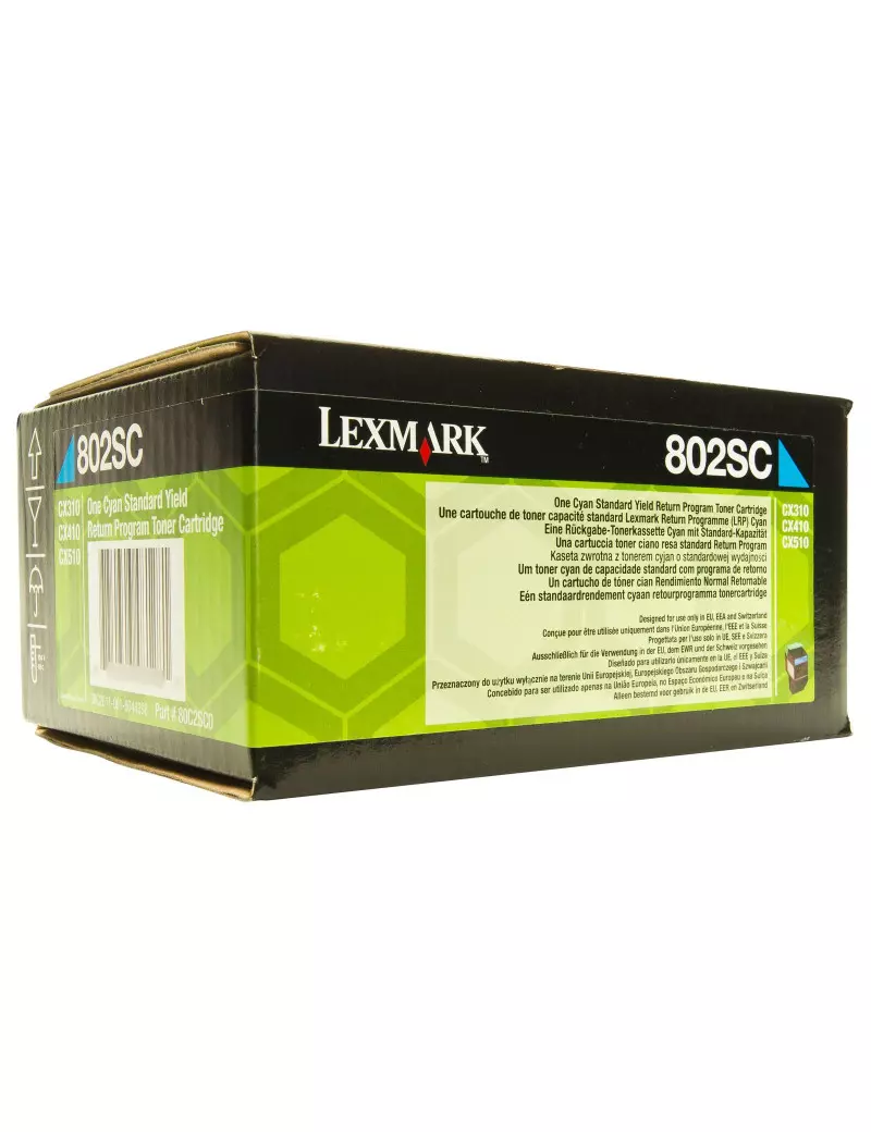 Toner Originale Lexmark 802SC 80C2SC0 (Ciano 2000 pagine)