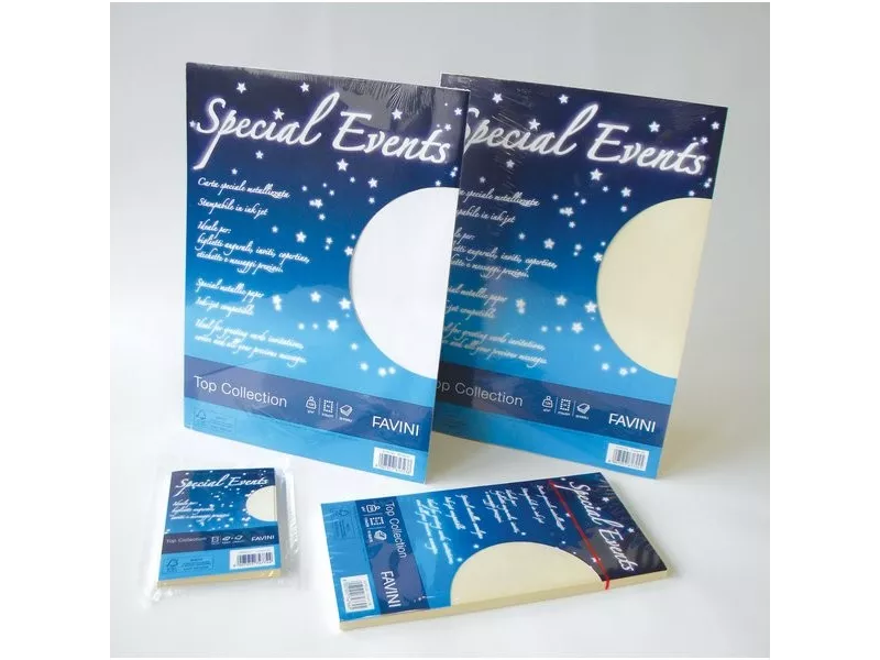 Carta e Buste Metallizzate Special Events Favini - 11x22 cm - 120 g - A570154 (Bianco Conf. 10)