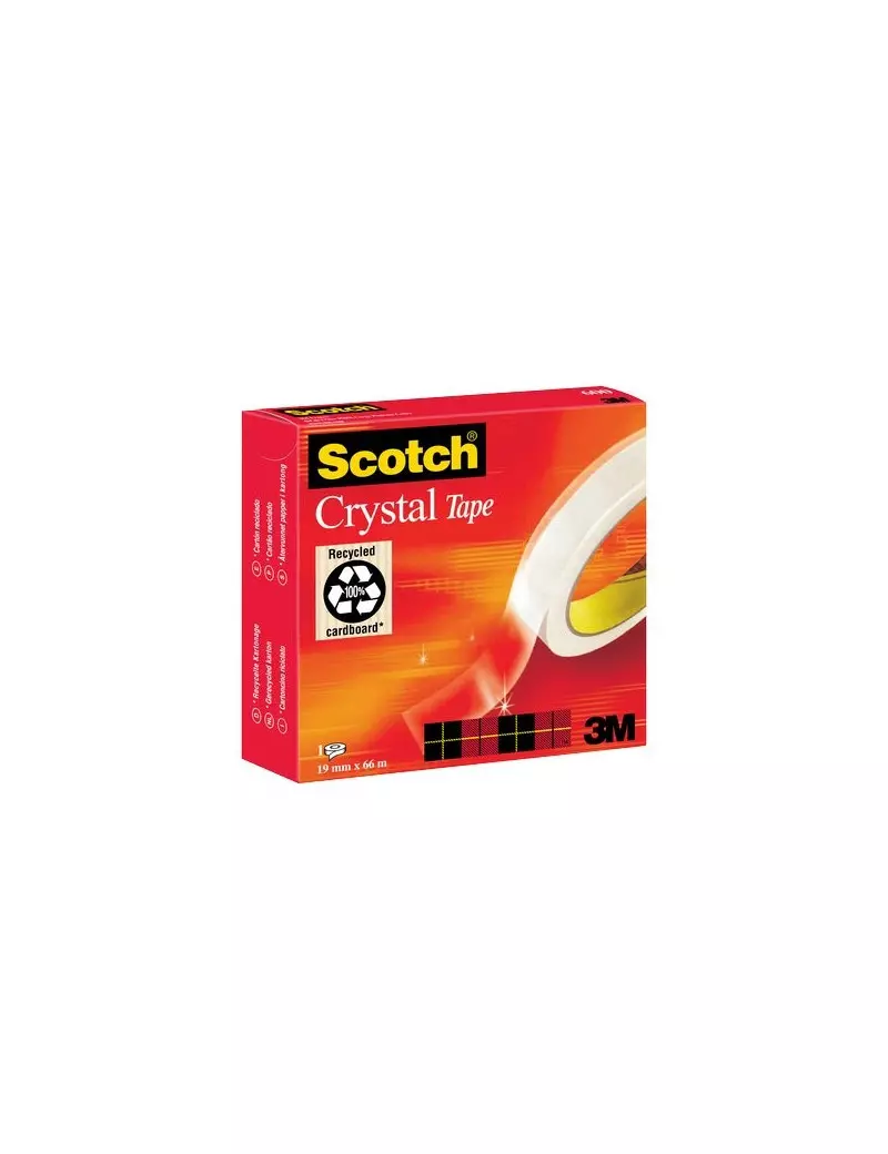 Nastro Adesivo Scotch 600 Crystal - 19 mm x 66 m - Supertrasparente Nastro Adesivo Scotch 600 Crystal - 19 mm x 66 m - Supertrasparente