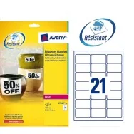 Etichette in Poliestere Avery - Laser - 63,5x38,1 mm - Angoli Arrotondati - Bianco (Conf. 20)