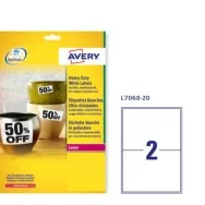 Etichette in Poliestere Avery - Laser - 199,6x143,5 mm - Bianco (Conf. 20)