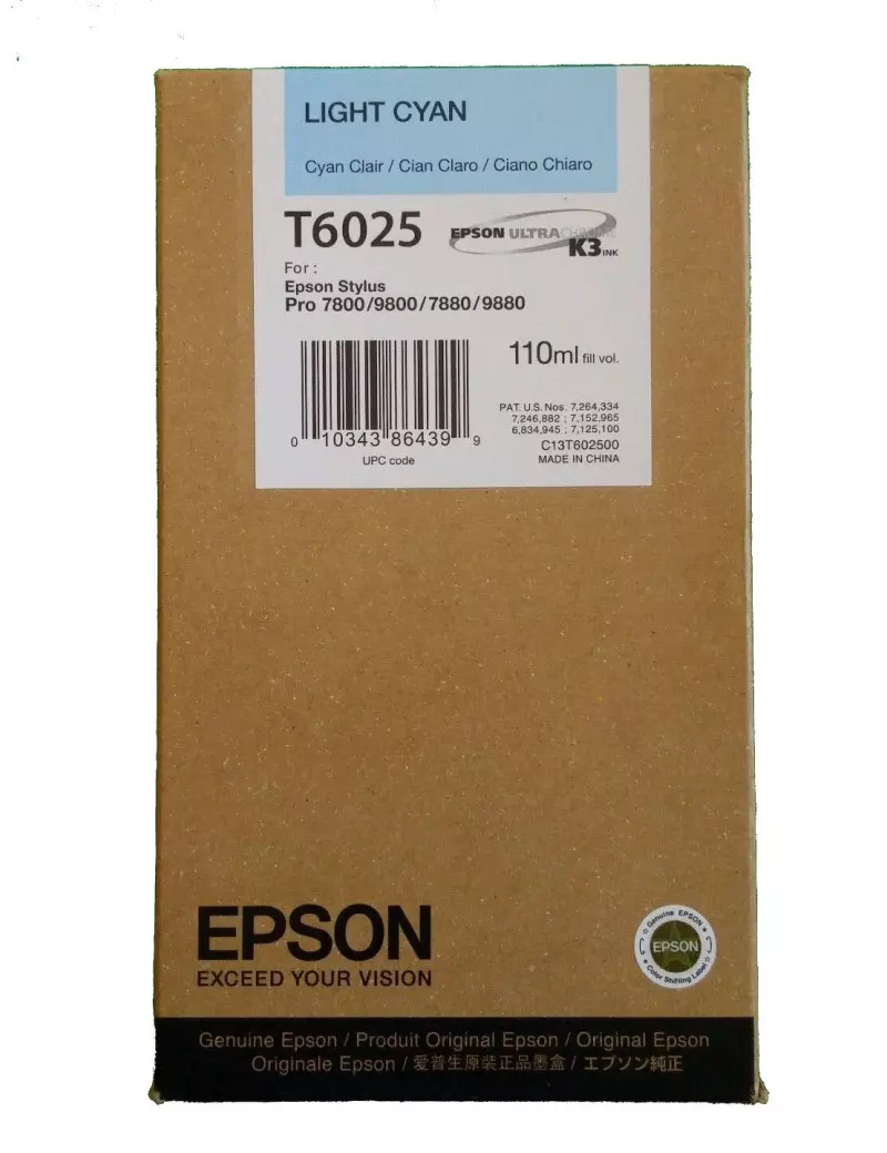 Cartuccia Originale Epson T602500 (Ciano Chiaro 110 ml) Cartuccia Originale Epson T602500 (Ciano Chiaro 110 ml)