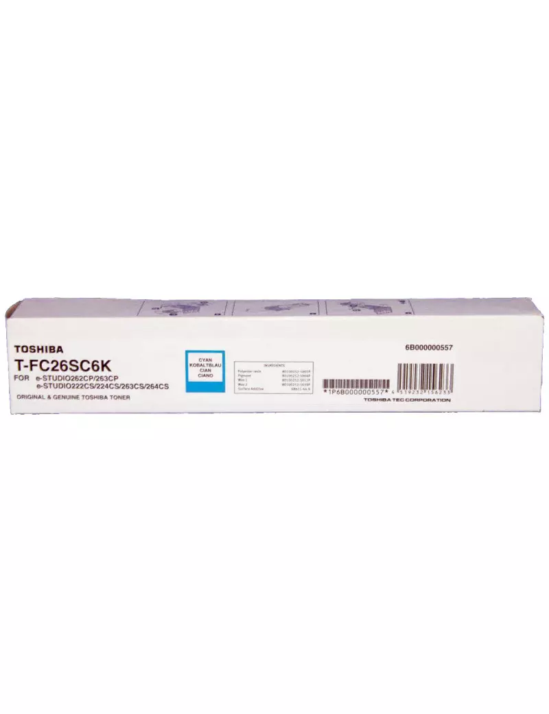 Toner Originale Toshiba T-FC26SC6K 6B000000557 (Ciano 6000 pagine) Toner Originale Toshiba T-FC26SC6K 6B000000557 (Ciano 6000 pagine)