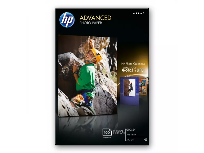 Carta Fotografica HP Advanced Hewlett Packard - Lucida senza Bordi - 10x15 cm - 250 g (Conf. 100)