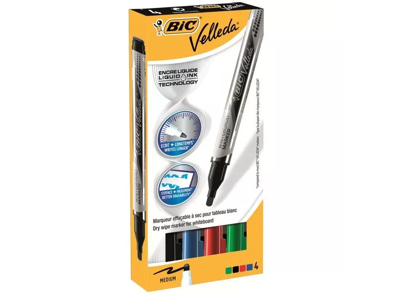 Marcatore Velleda Liquido Pocket Bic - Pocket - 4,2 mm - Assortiti (Conf. 4)