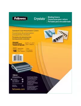 Copertina in PVC per Rilegatura Fellowes - A4 - 250 my - Trasparente (Conf. 100)