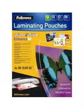 Pouches SuperQuick Fellowes - 80 Micron (Conf. 100)