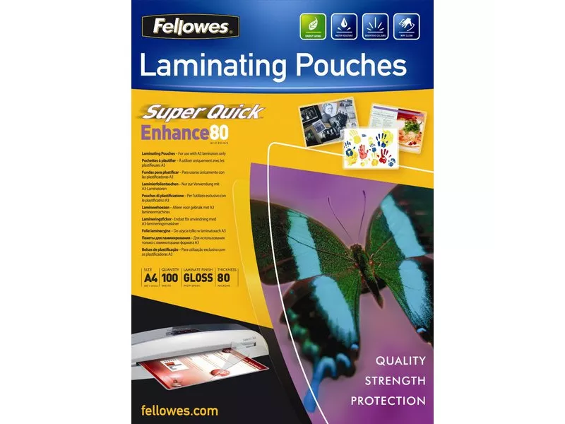 Pouches SuperQuick Fellowes - 80 Micron (Conf. 100) Pouches SuperQuick Fellowes - 80 Micron (Conf. 100)