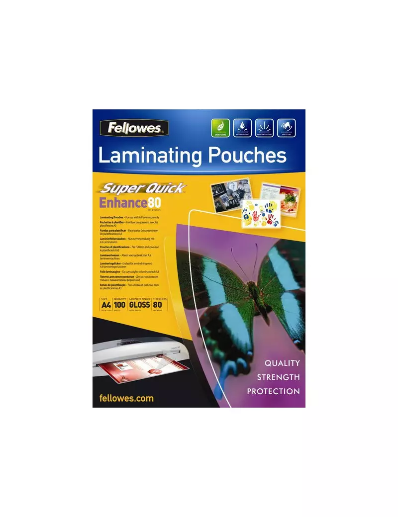 Pouches SuperQuick Fellowes - 80 Micron (Conf. 100) Pouches SuperQuick Fellowes - 80 Micron (Conf. 100)