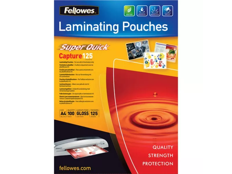 Pouches SuperQuick Fellowes - 125 Micron (Conf. 100) Pouches SuperQuick Fellowes - 125 Micron (Conf. 100)