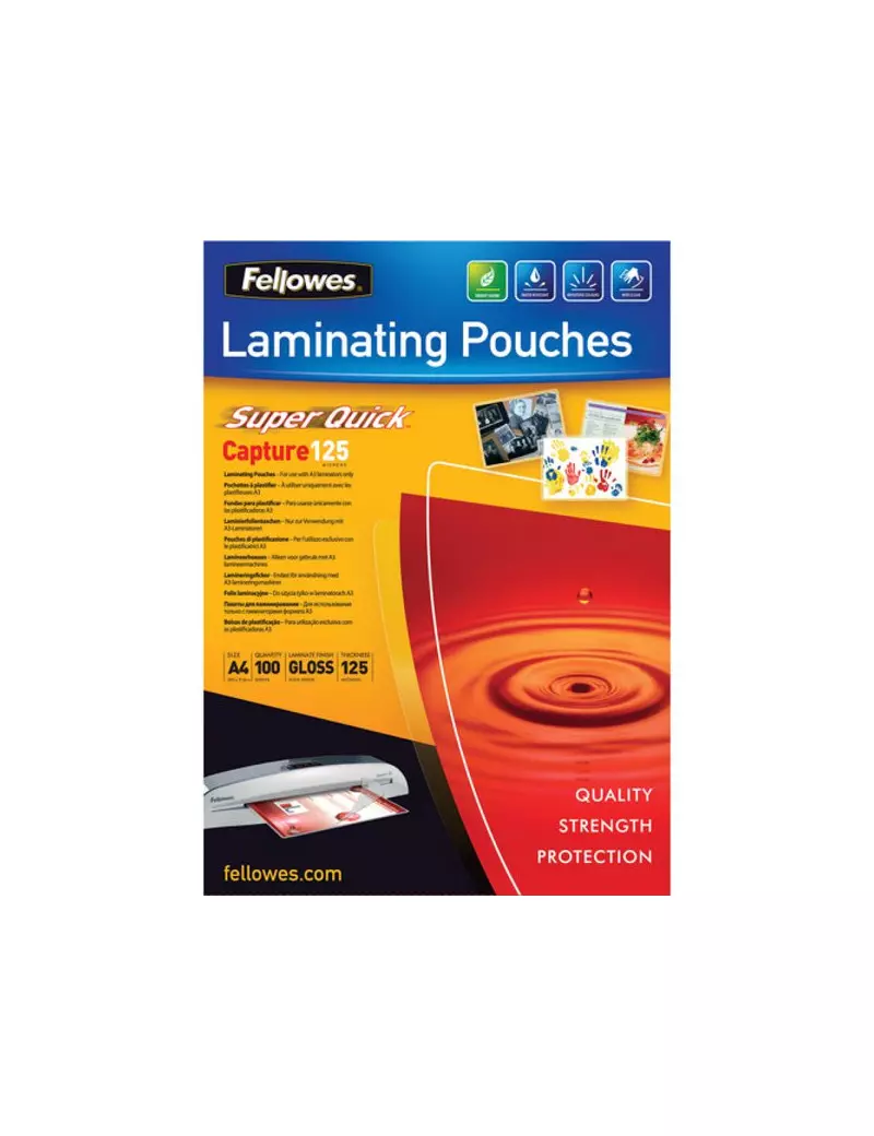 Pouches SuperQuick Fellowes - 125 Micron (Conf. 100) Pouches SuperQuick Fellowes - 125 Micron (Conf. 100)