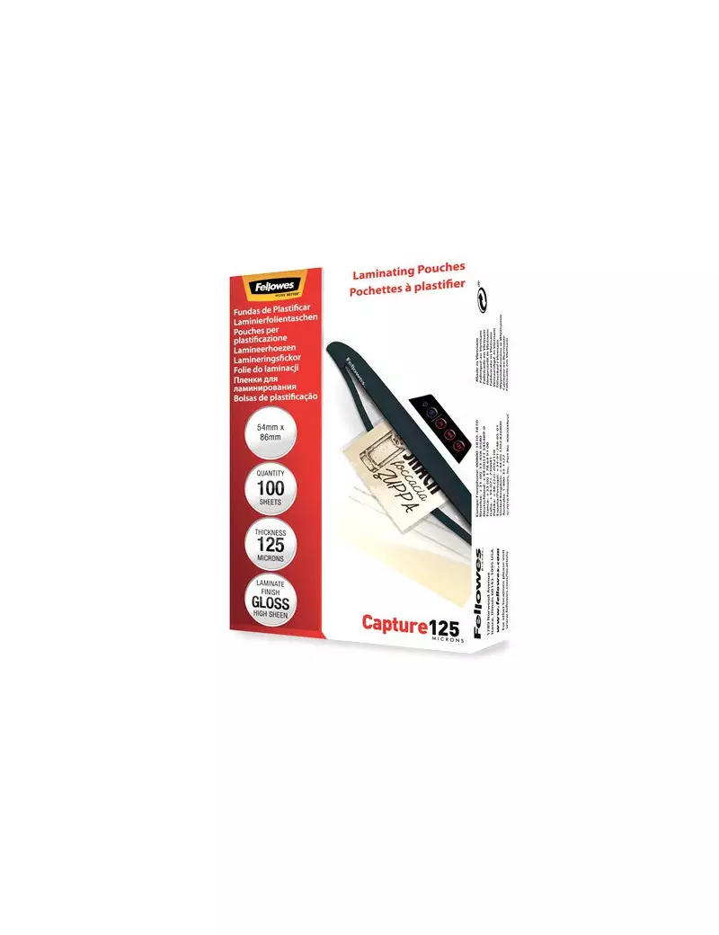 Pouches Piccoli Formati Fellowes - 54x86 mm (Conf. 100) Pouches Piccoli Formati Fellowes - 54x86 mm (Conf. 100)
