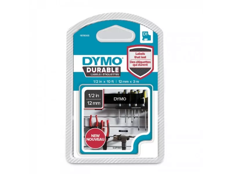 Etichette Dymo D1 Durable Dymo - 12 mm x 3 m - Bianco su Nero Etichette Dymo D1 Durable Dymo - 12 mm x 3 m - Bianco su Nero