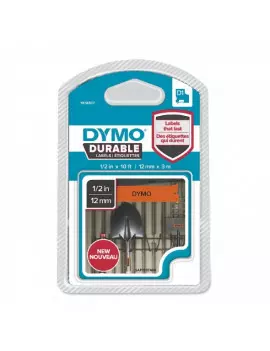 Etichette Dymo D1 Durable - 12 mm x 3 m - Nero su Arancione