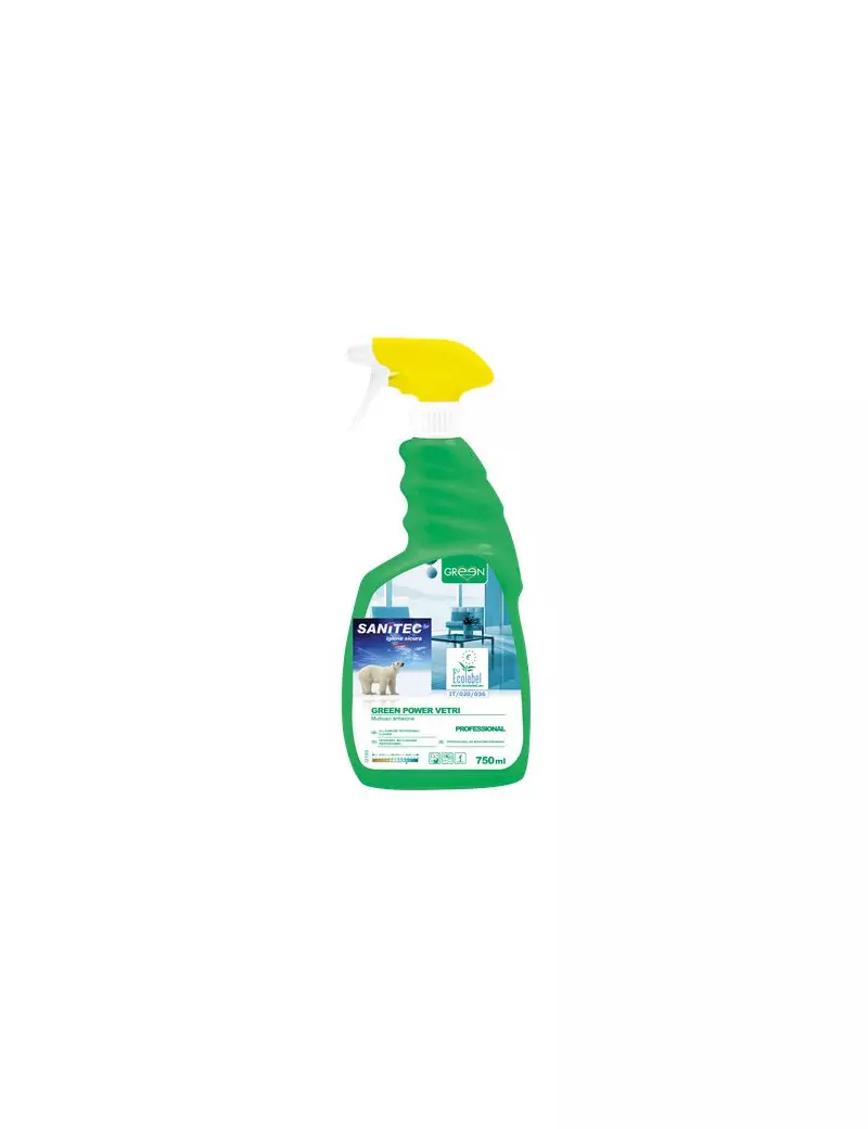 Detergente Ecologico per Vetri Specchi e Superfici Sanitec - 750 ml (Conf. 6) Detergente Ecologico per Vetri Specchi e Superfici Sanitec - 750 ml (Conf. 6)