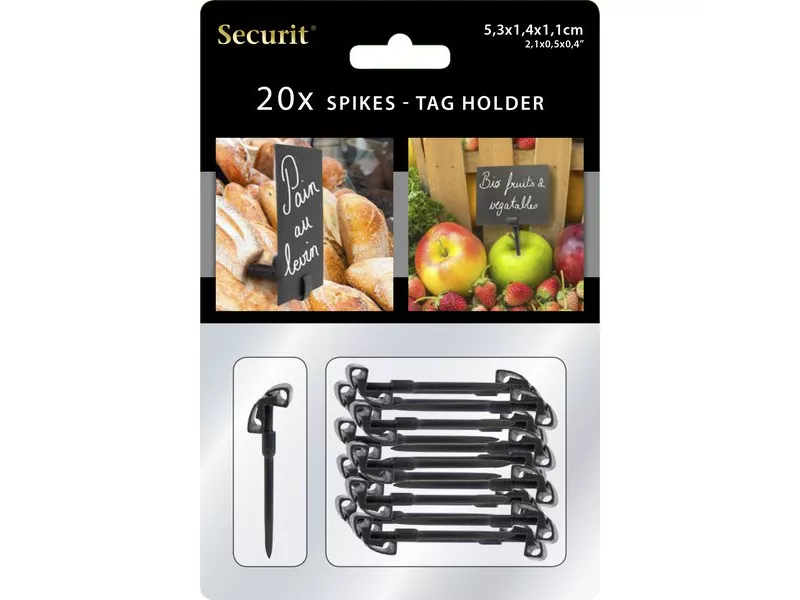 Reggitarghe a Chiodo per Targhe Scrivibili Securit - 4x6 cm - Nero (Conf. 20)