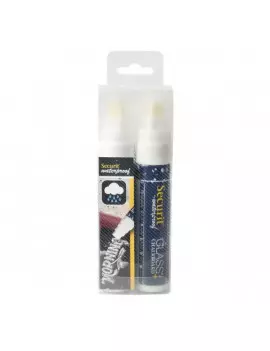 Pennarelli a Gesso Liquido Waterproof Securit - 7-15 mm - Bianco (Conf. 2)