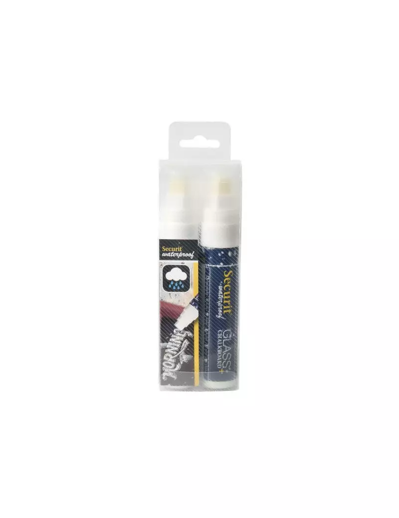 Pennarelli a Gesso Liquido Waterproof Securit - 7-15 mm - Bianco (Conf. 2) Pennarelli a Gesso Liquido Waterproof Securit - 7-15 mm - Bianco (Conf. 2)