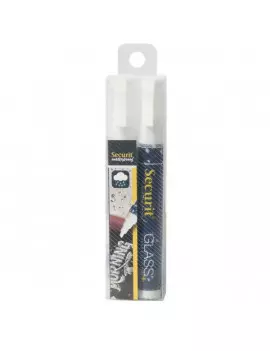 Pennarelli a Gesso Liquido Waterproof Securit - 2-6 mm - Bianco (Conf. 2)